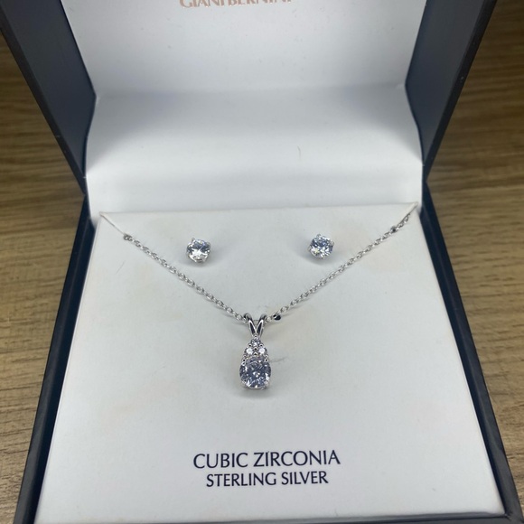 Giani Bernini Cubic Zirconia Set Necklace / Earrings - Picture 2 of 5